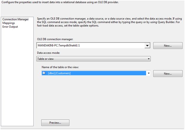 *Choose the destination tabl